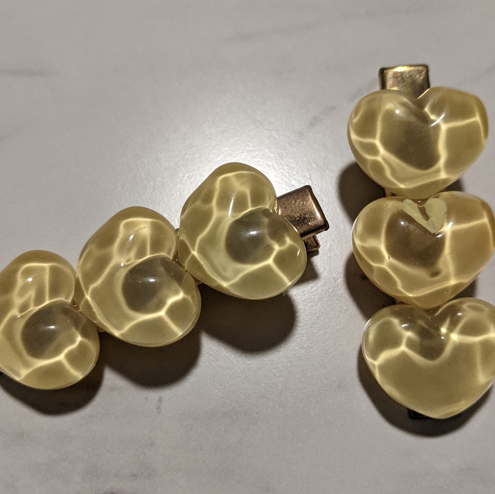 Yellow Heart Hair Clips Set!